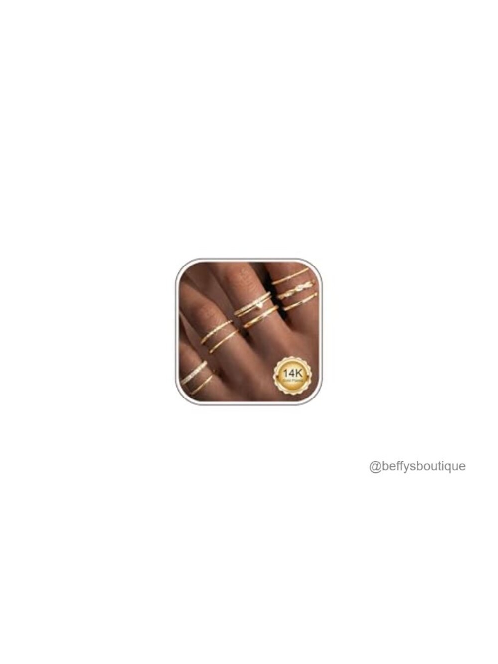 14K Gold Plated Stackable Rings Set Adjustable Non Tarnish CZ Stacking Rings